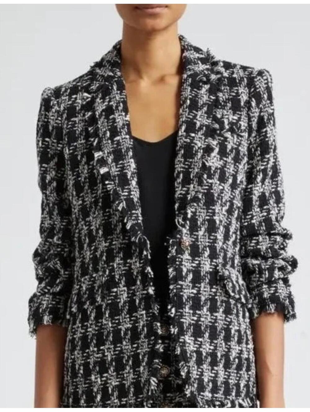 New Cinq A sept Khloe Bouclé Tweed Blazer in Black/White Size 6